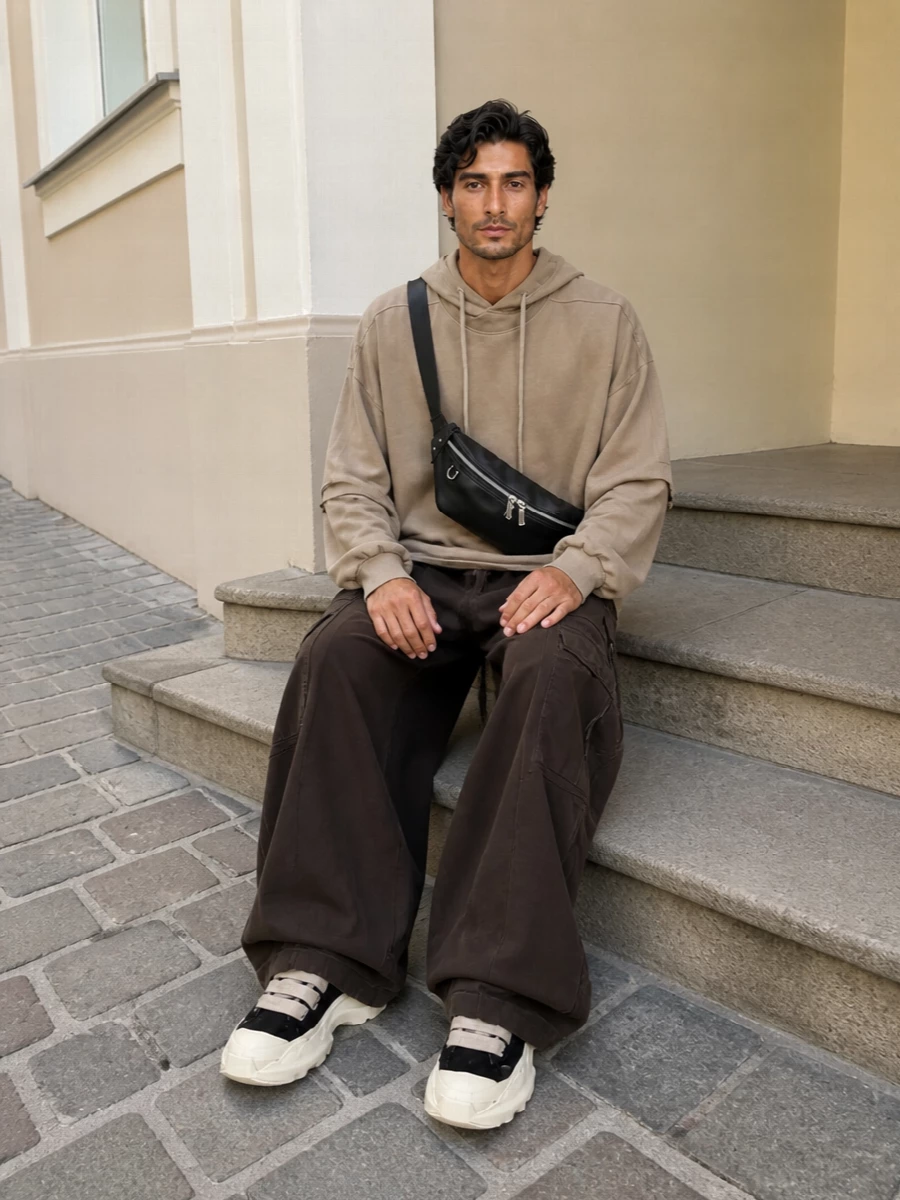 Rick owens drkshdw hoodie wide leg cargo pants