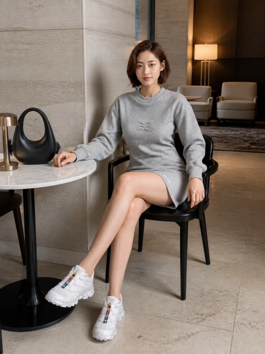 The attico sweatshirt dress salomon trail sneakers