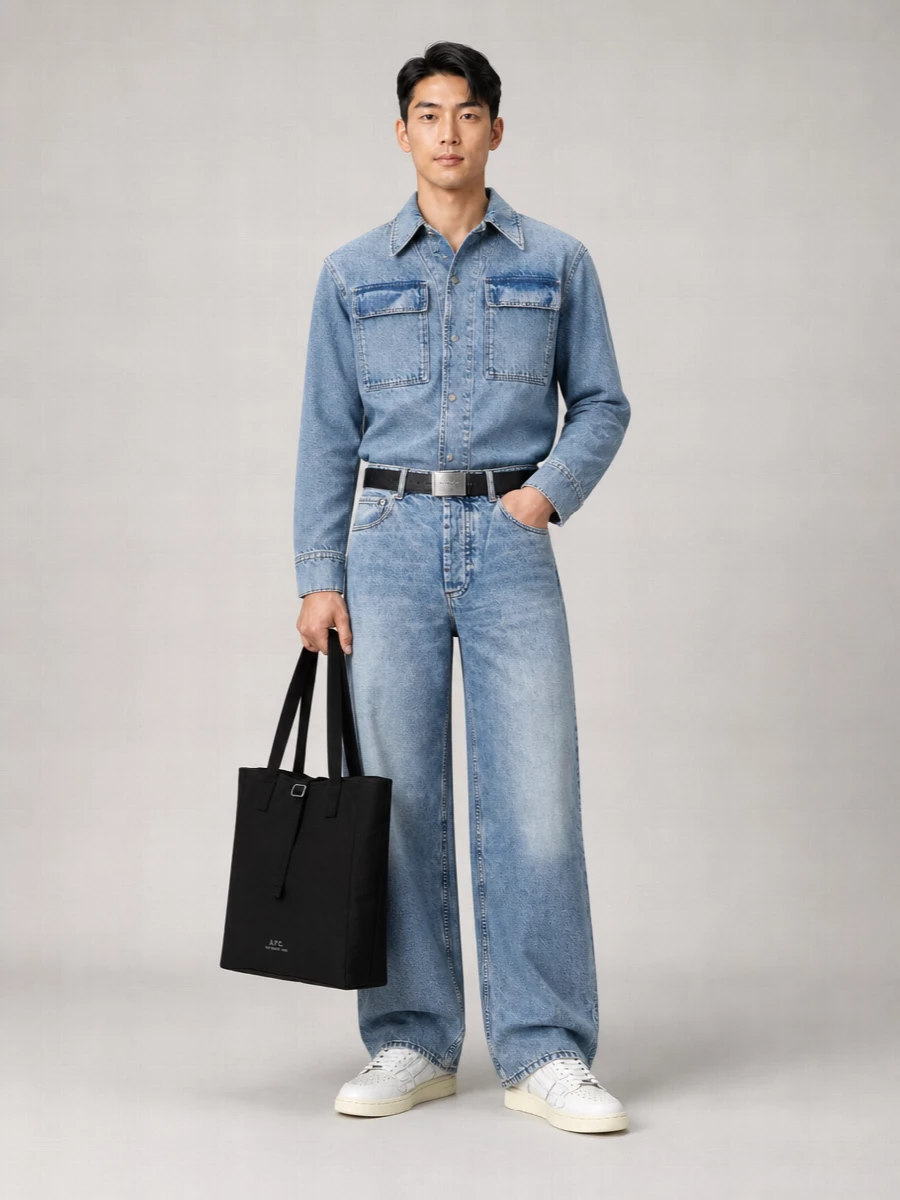 Ami Paris Denim Wide-Leg Jeans