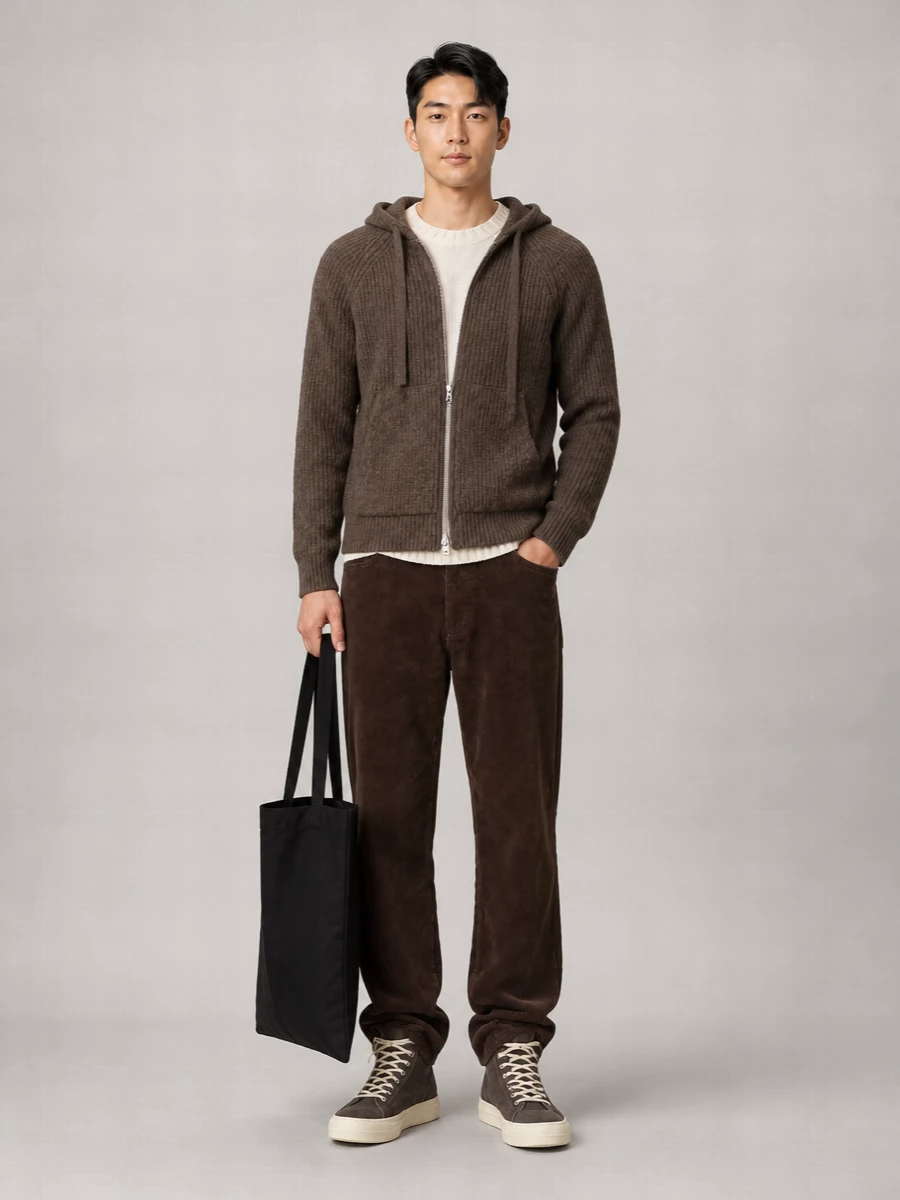 Dunst wool hooded zip-up knit cardigan