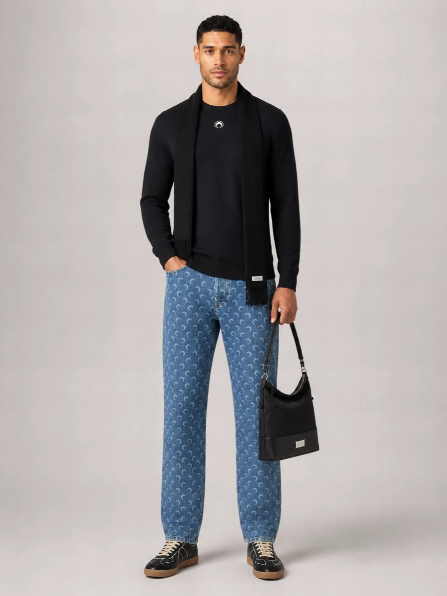 Marine Serre Denim Printed Straight-Leg Jeans