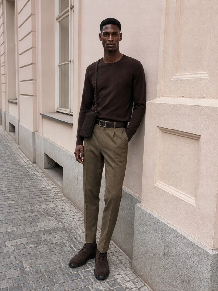 Pt torino camel chinos brown knit suede boots