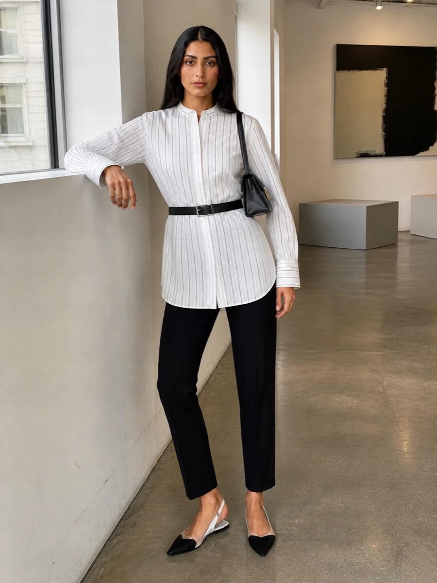 Ami paris striped shirt black tailored trousers