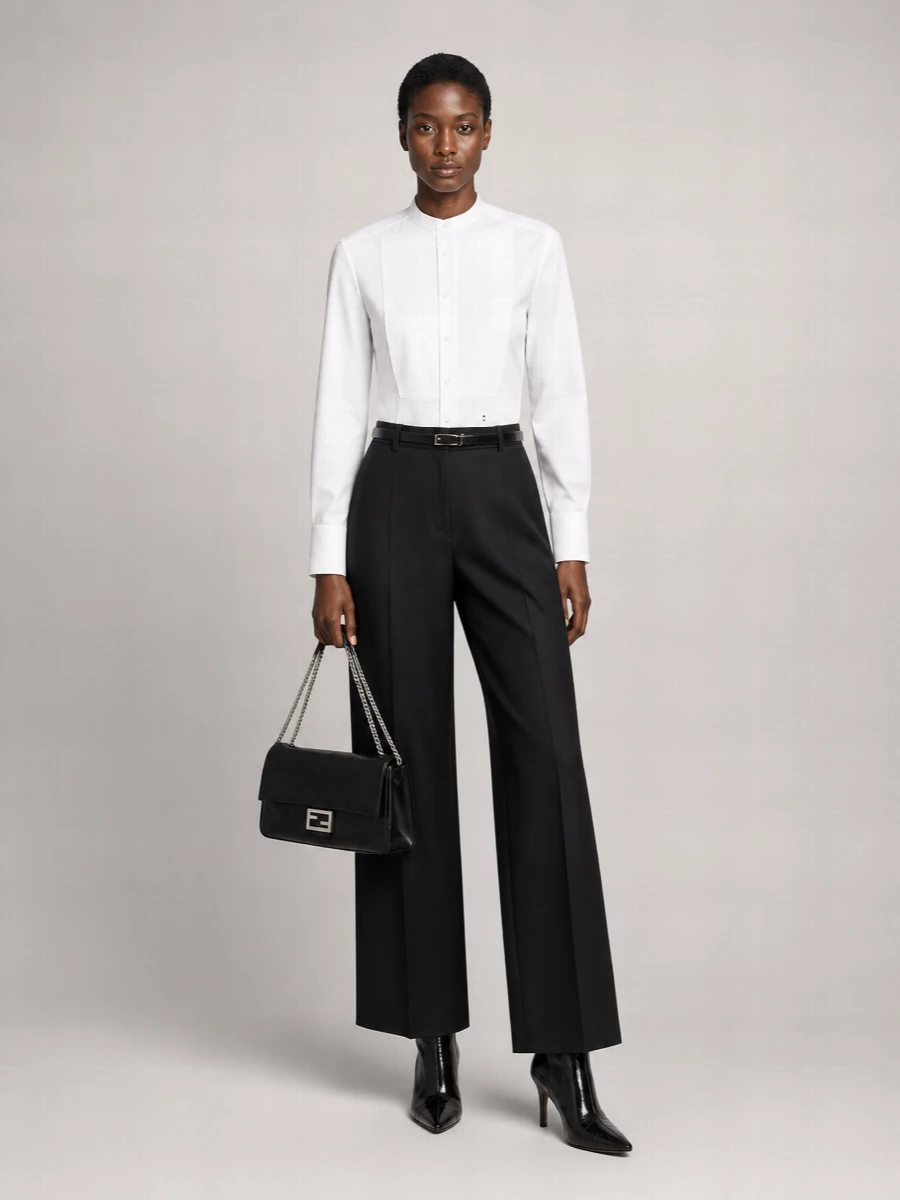 Fendi Cotton Poplin Slim-Fit Mandarin-Collar Shirt