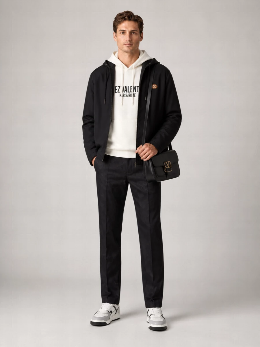 Valentino Garavani Nylon Hooded Windbreaker Jacket
