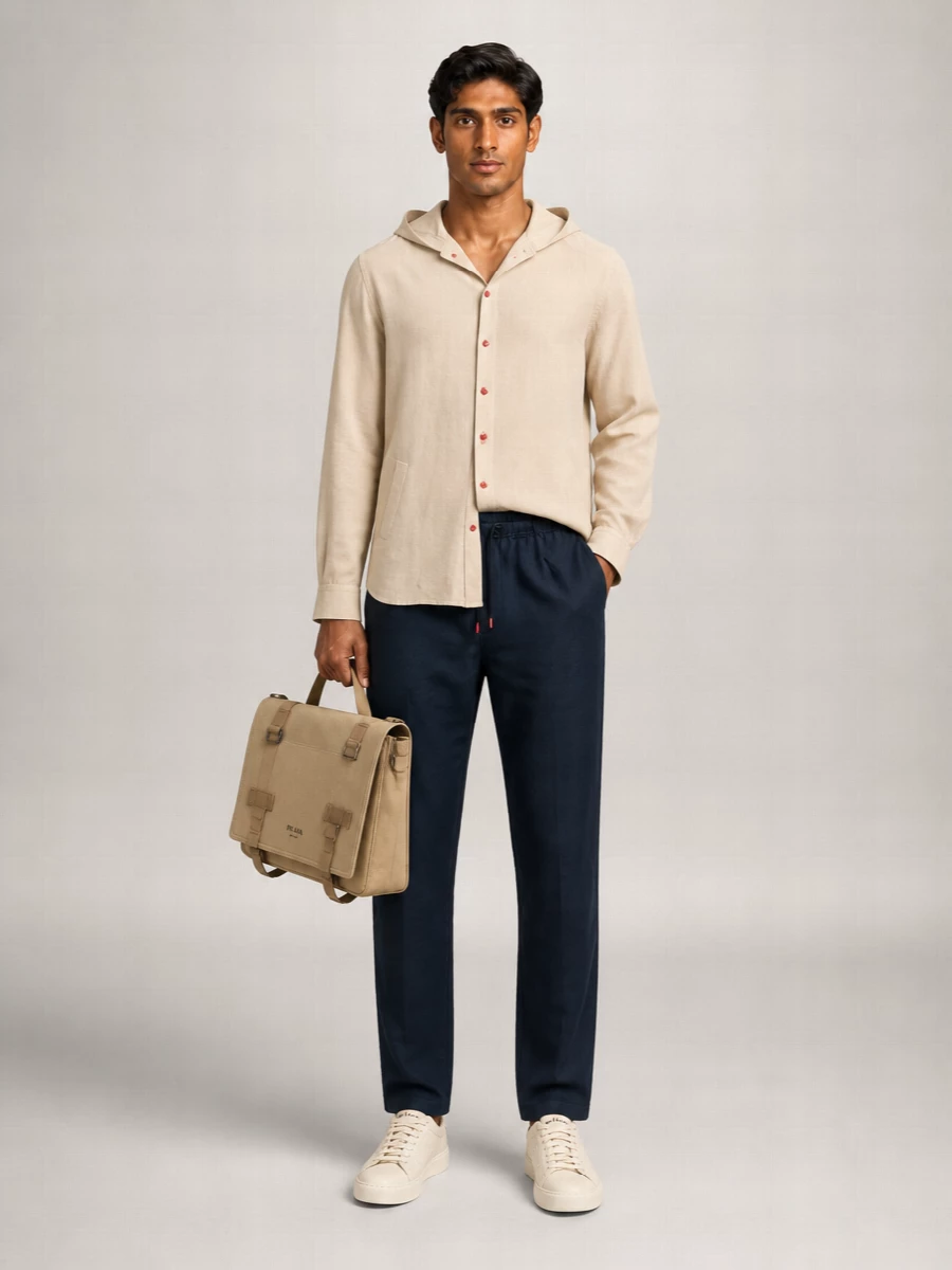 Kiton Linen Hooded Long-Sleeve Shirt