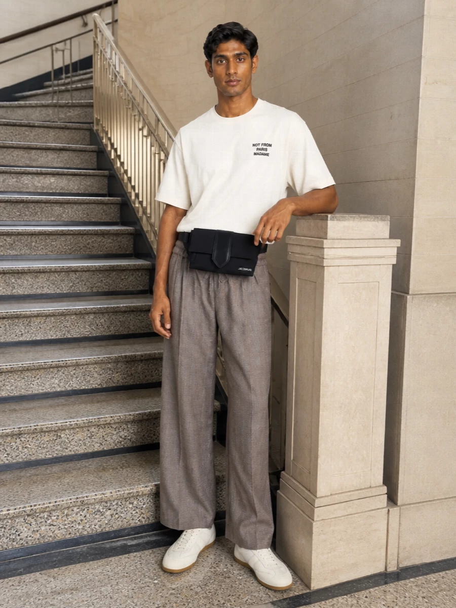 Drole de monsieur wide leg trouser lemaire sneakers