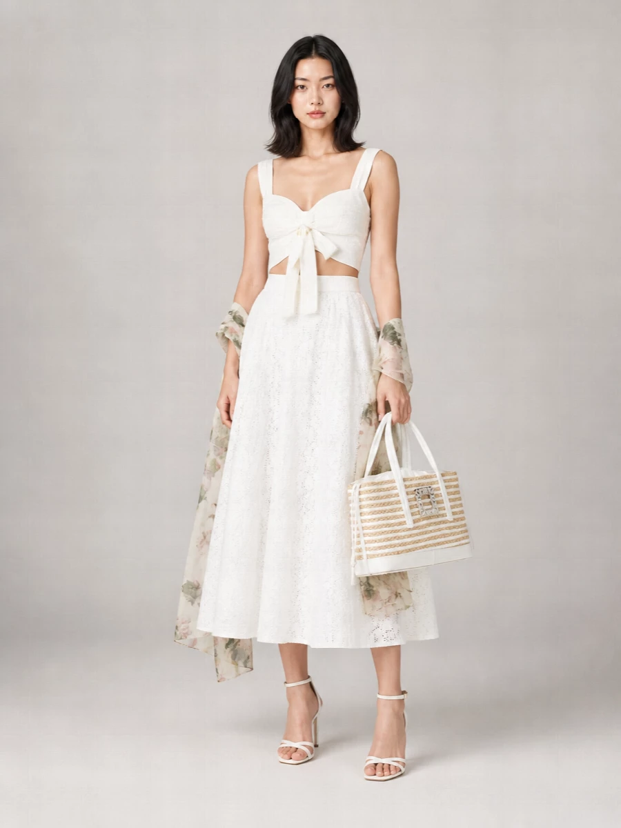 Roger Vivier Striped Straw Tote Bag
