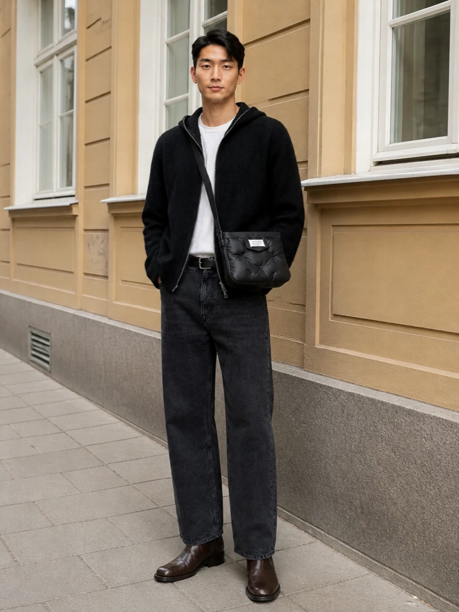 Our legacy black zip hoodie faded black jeans