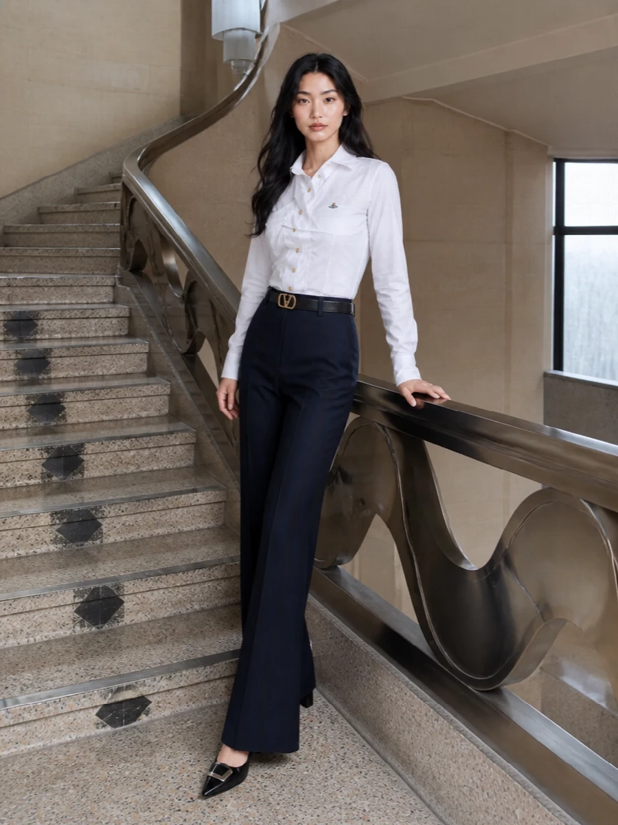 Vivienne westwood pinstripe trousers white shirt