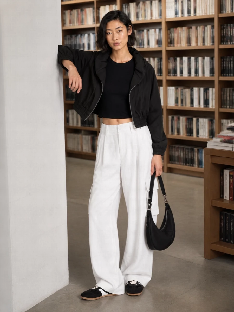 Dries bomber outfit wide leg cargo pants