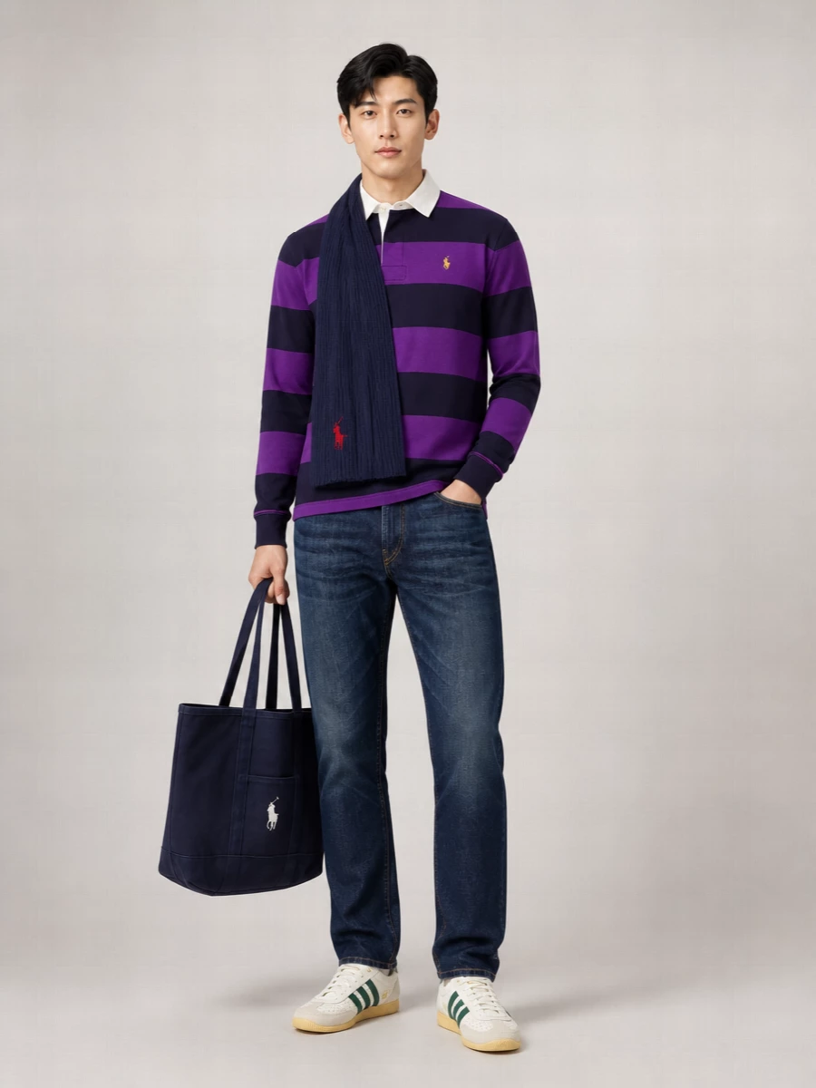 Polo Ralph Lauren Striped Long-Sleeve Rugby Polo Shirt