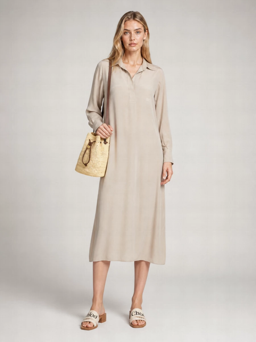Chloé Linen Logo-Heel Mules