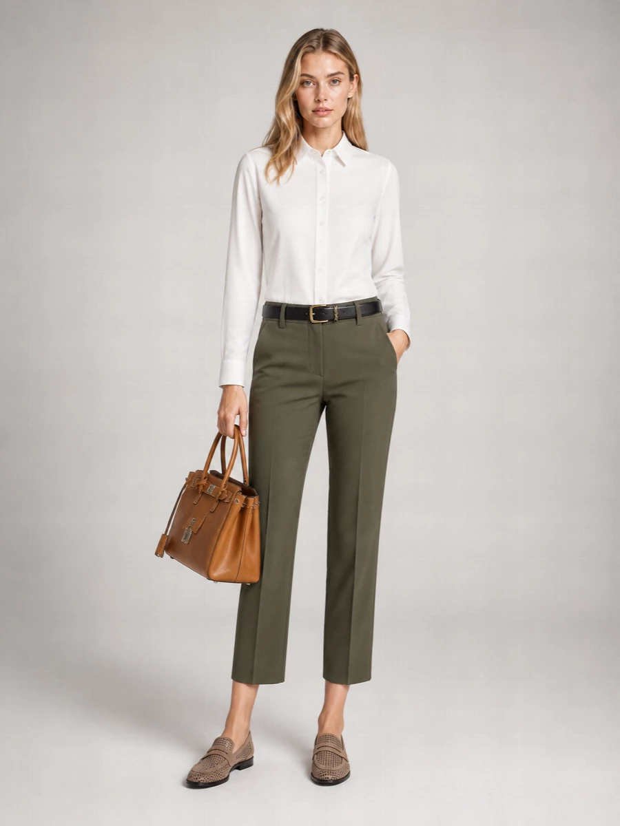 Brunello Cucinelli Cotton Mid-Rise Slim Flared Cropped Trousers