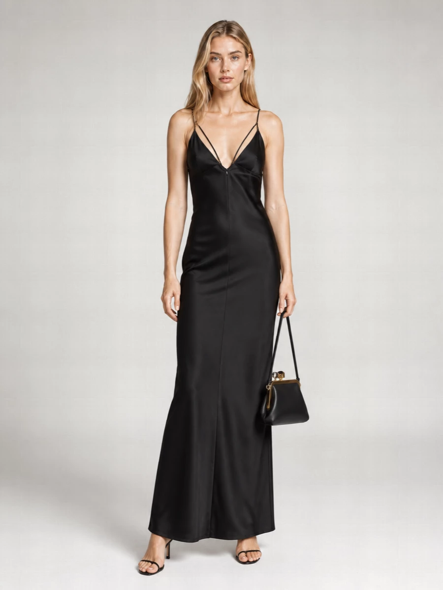 Elisabetta Franchi V-Neck Sleeveless Maxi Dress