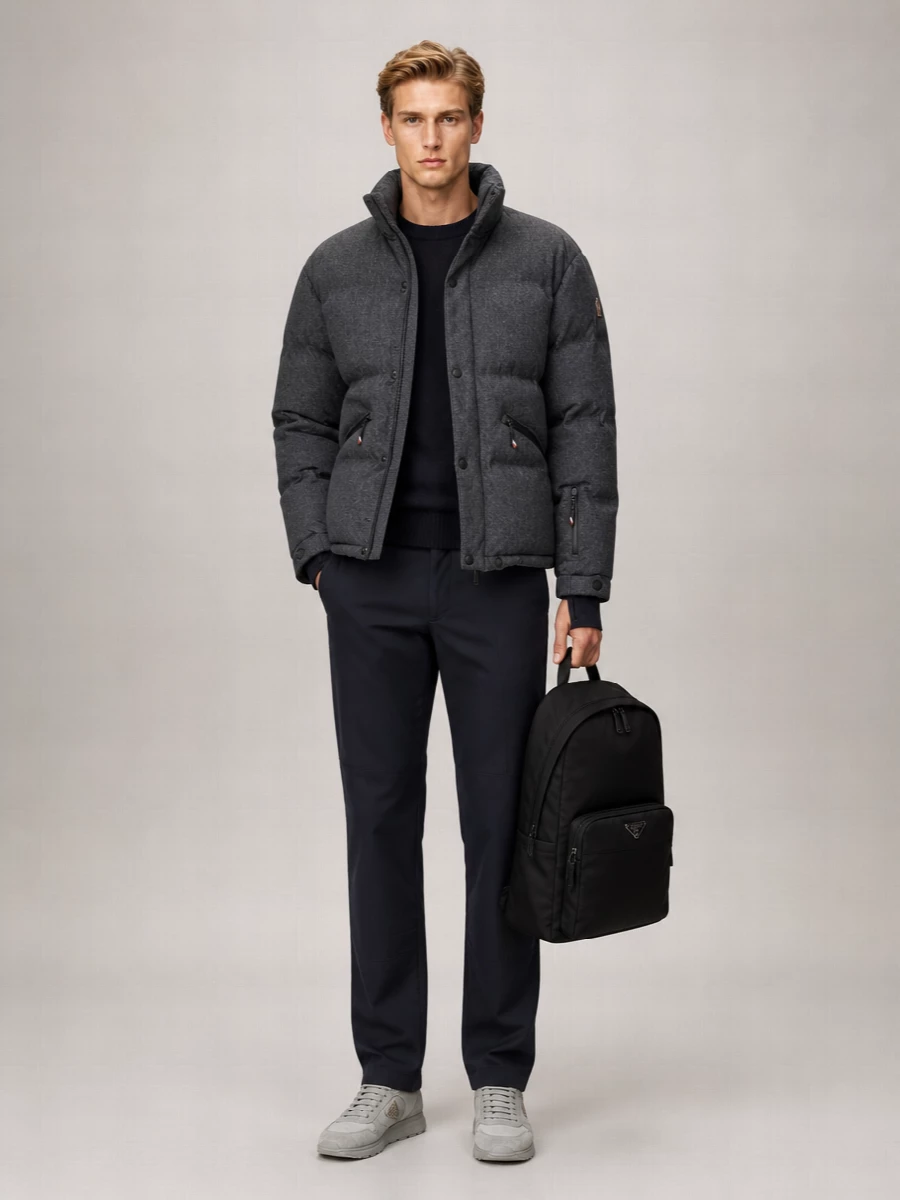 Moncler Grenoble Padded Jacket With High Collar And Zippered Pockets
