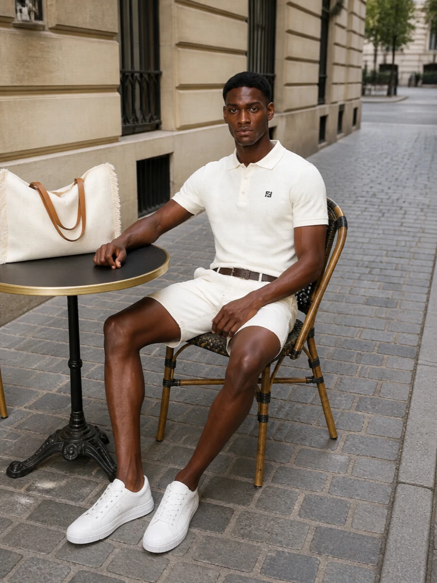 Fendi off white polo chino shorts summer outfit