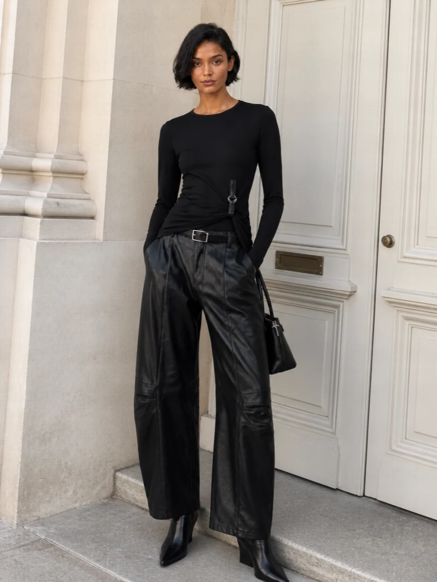 Coperni top wide leg rotate leather trousers