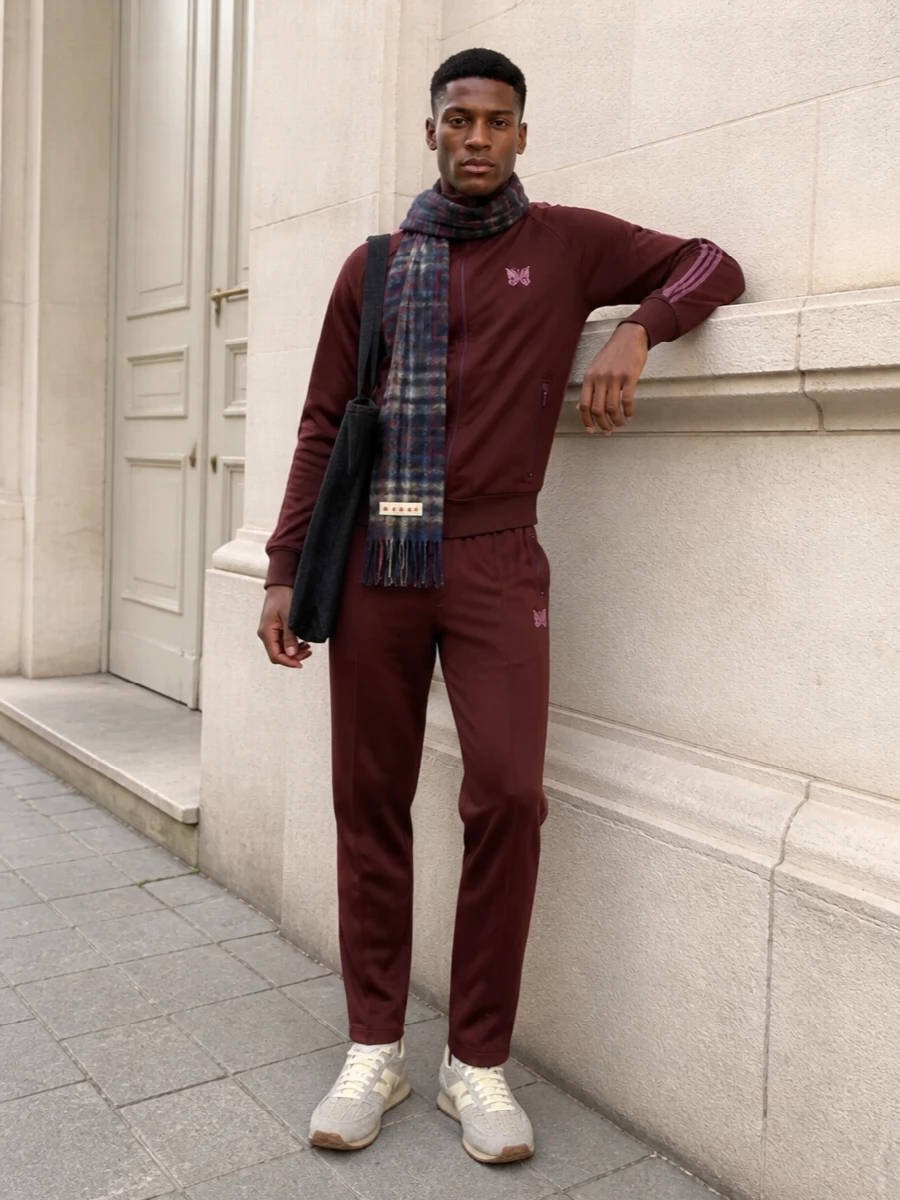 Needles track jacket new balance sneaker outfit