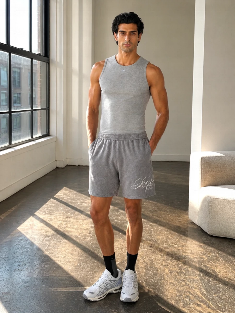 Erl tank grey represent shorts asics sneakers
