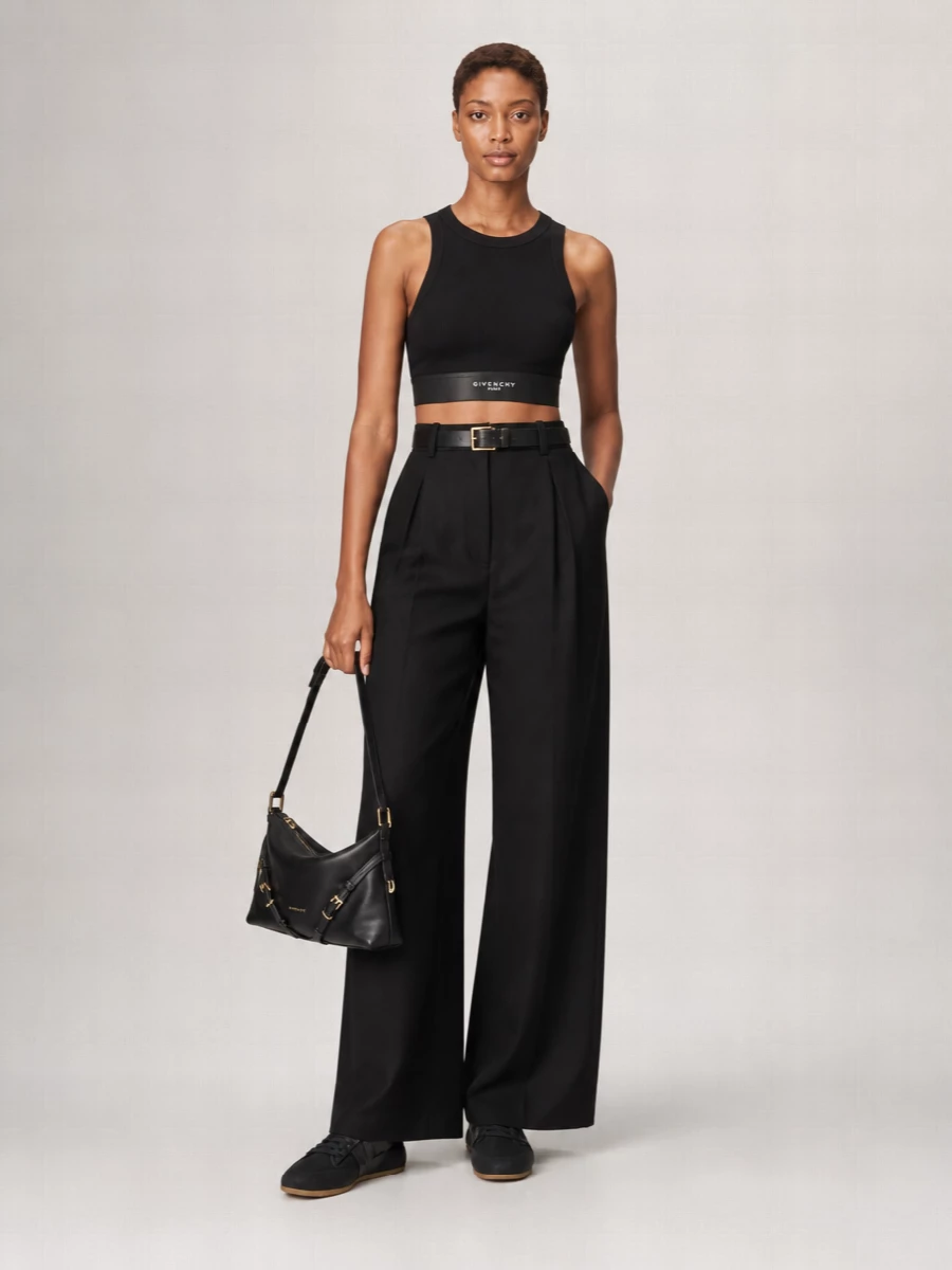 Givenchy Silk-Blend Ribbed Cropped Polo Top