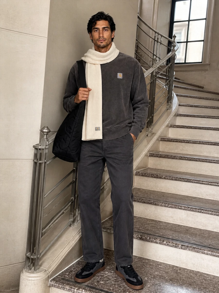 Carhartt wip sweatshirt axel arigato sneakers outfit
