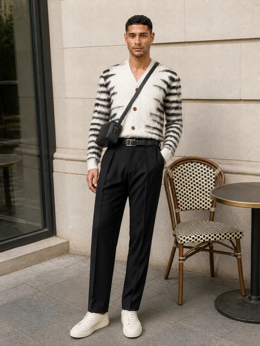 Tom ford tiger cardigan black trousers sneakers