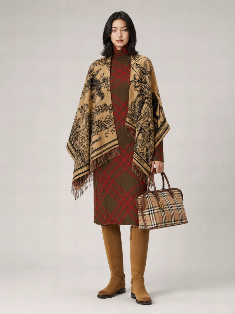 Burberry Check Small Cotton Tote Bag