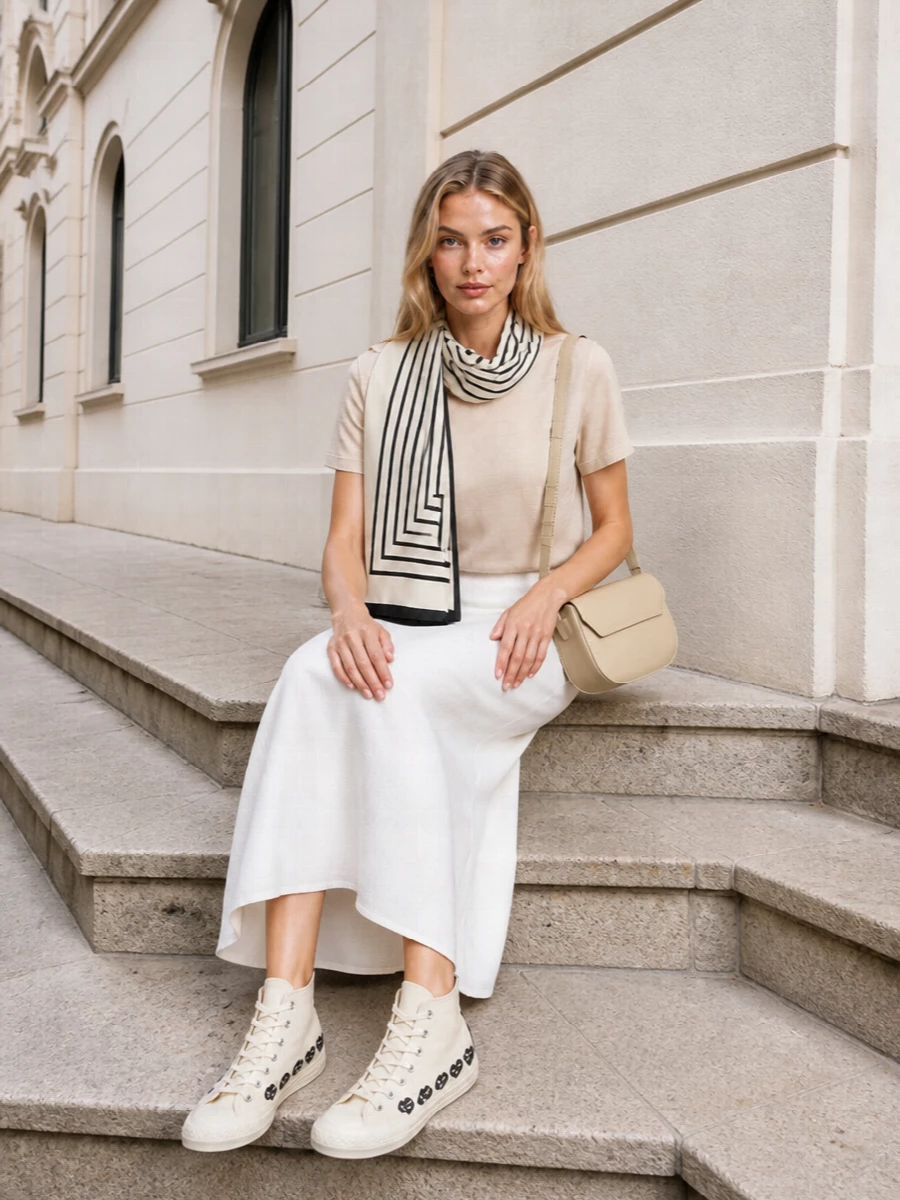 Comme des garcons tee toteme white midi skirt