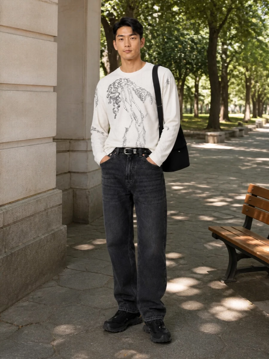 Our legacy graphic tee black jeans sneakers