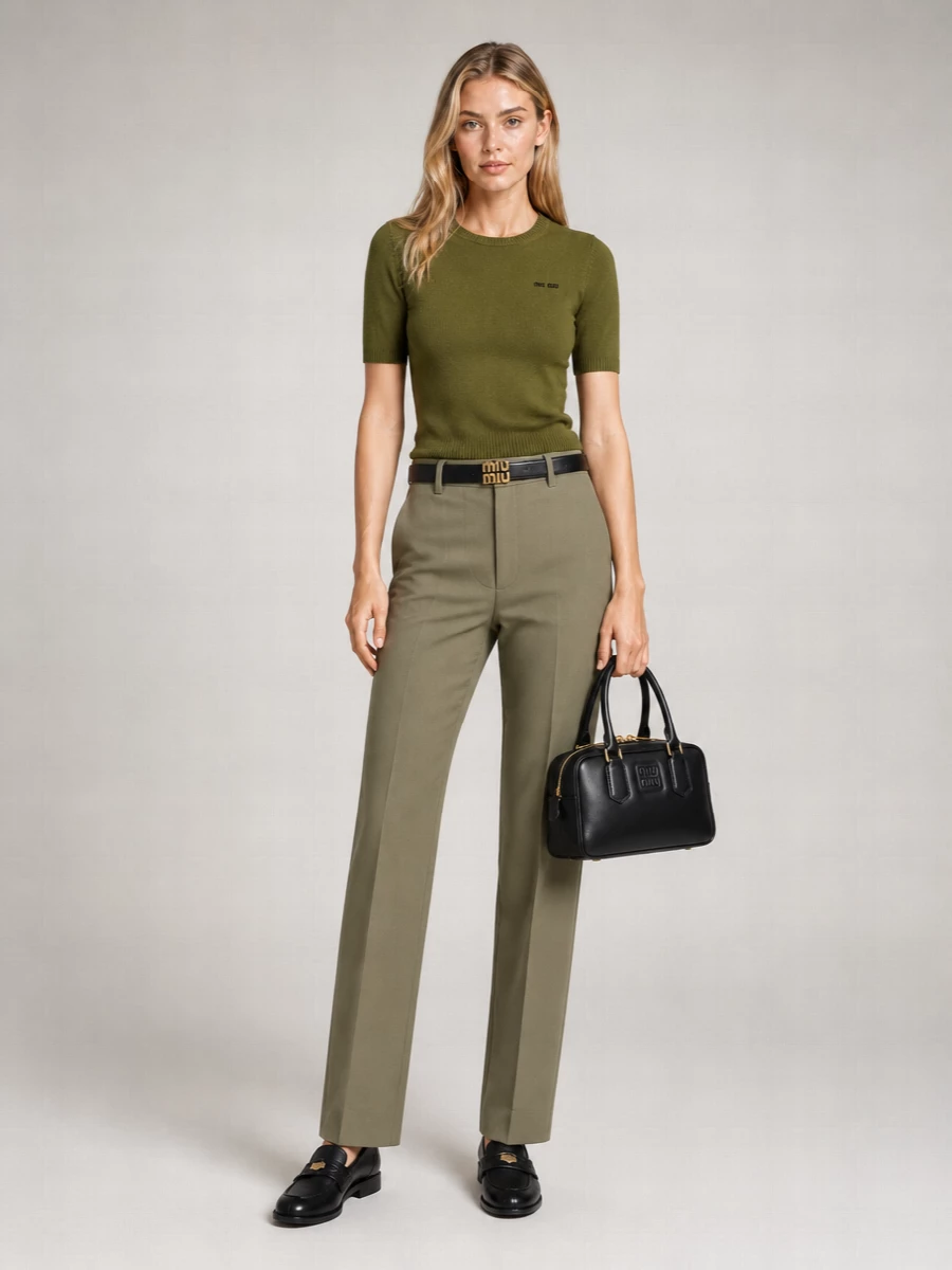 Miu Miu Short Sleeve Crew Neck Knitwear Top