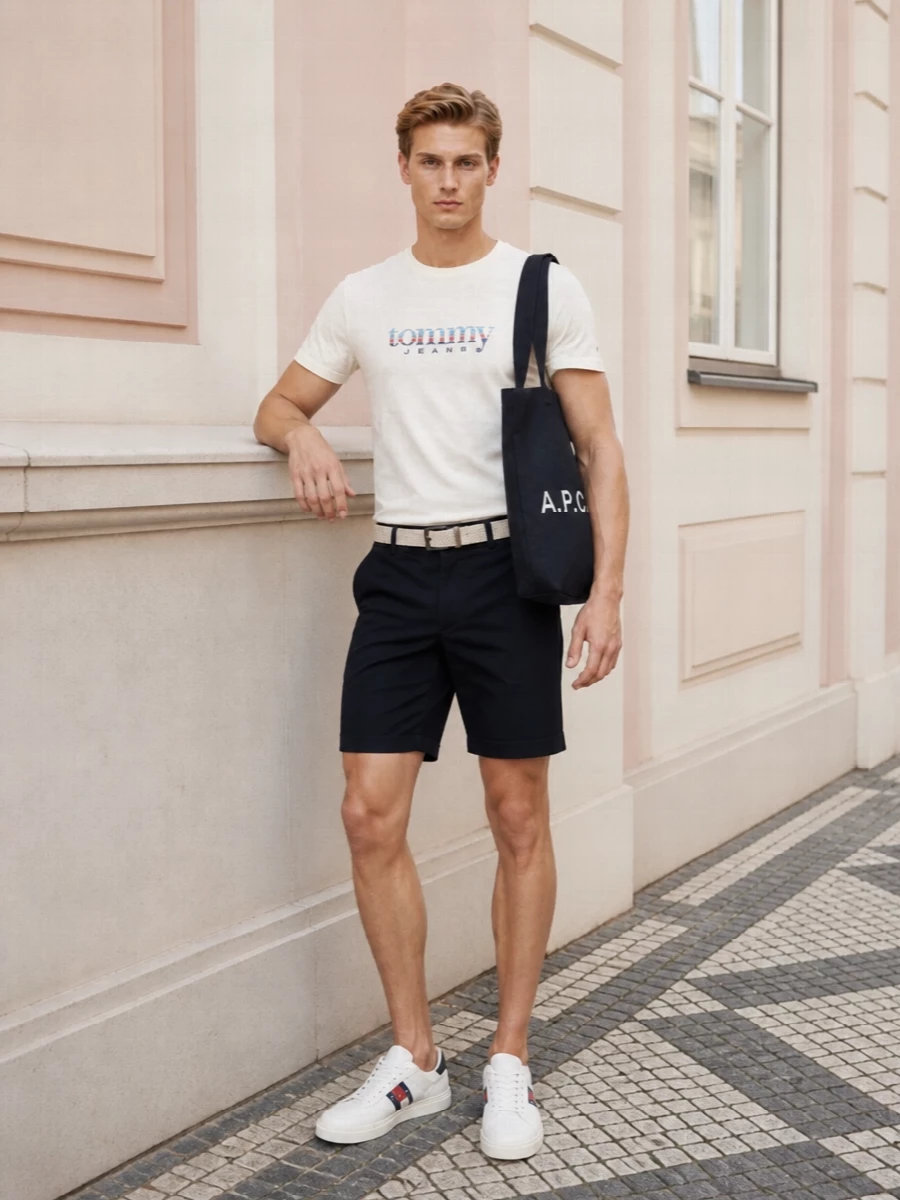 Tommy hilfiger preppy tee navy shorts sneakers