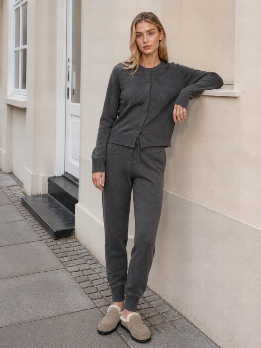 Loulou studio grey cardigan charcoal joggers