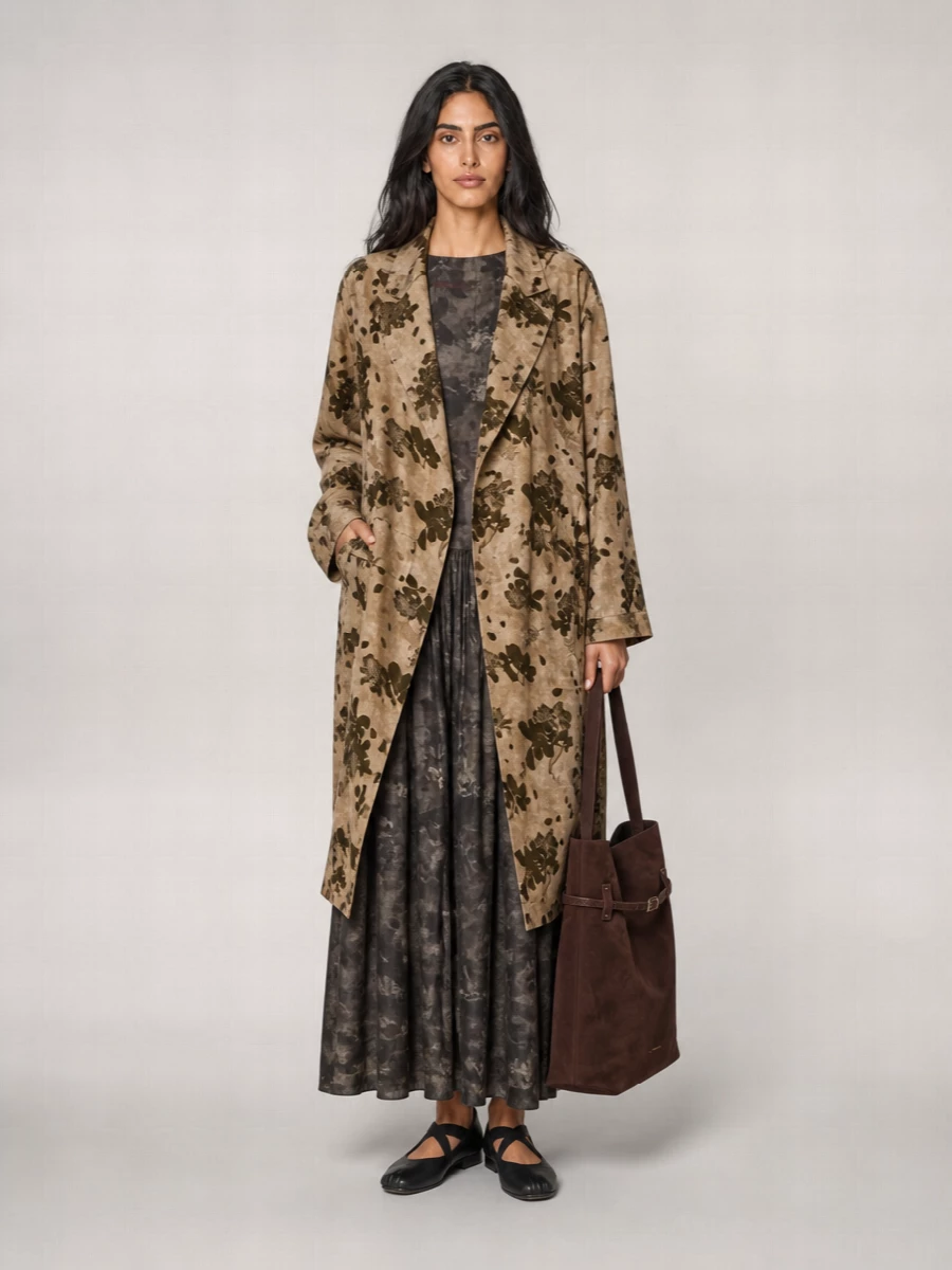 Uma Wang Printed Satin Single Breasted Blazer