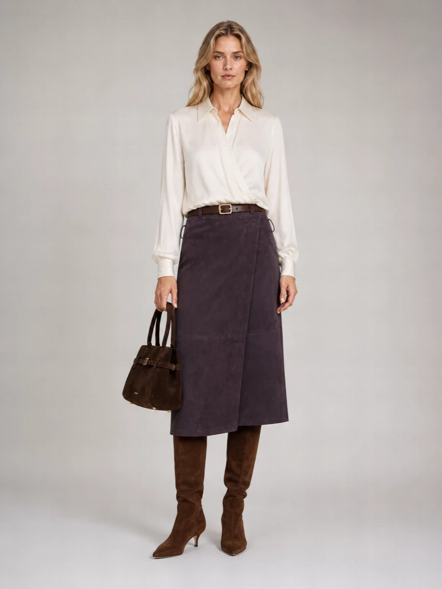 Semicouture Leather Wrap Skirt
