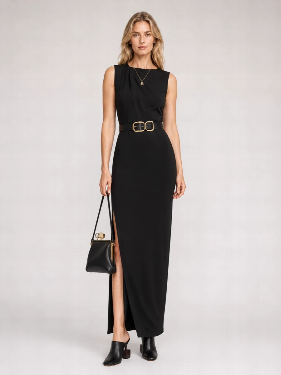 Jacquemus Viscose High-Waist Front-Slit Maxi Skirt