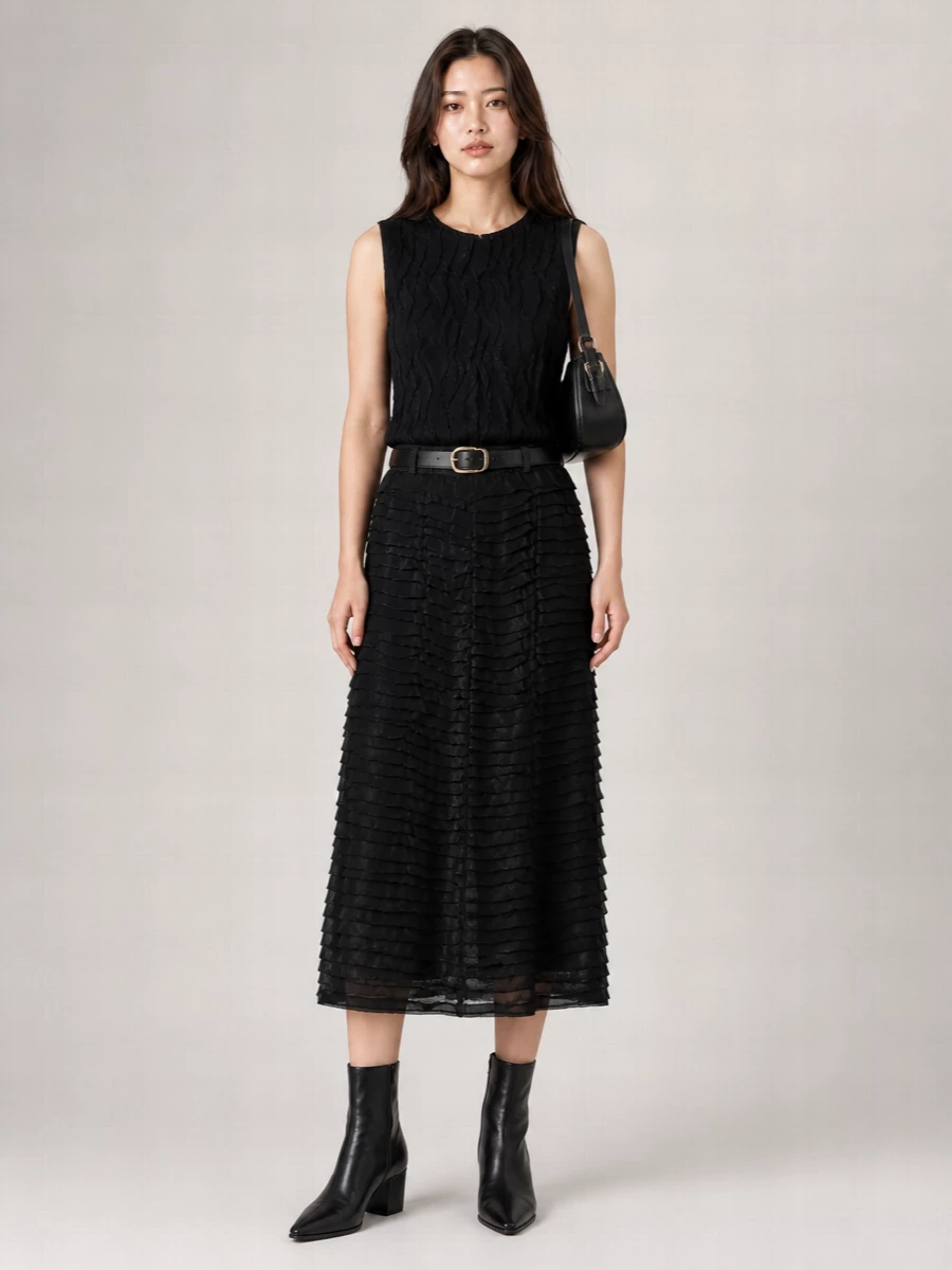 Alysi Ruffled Long Skirt
