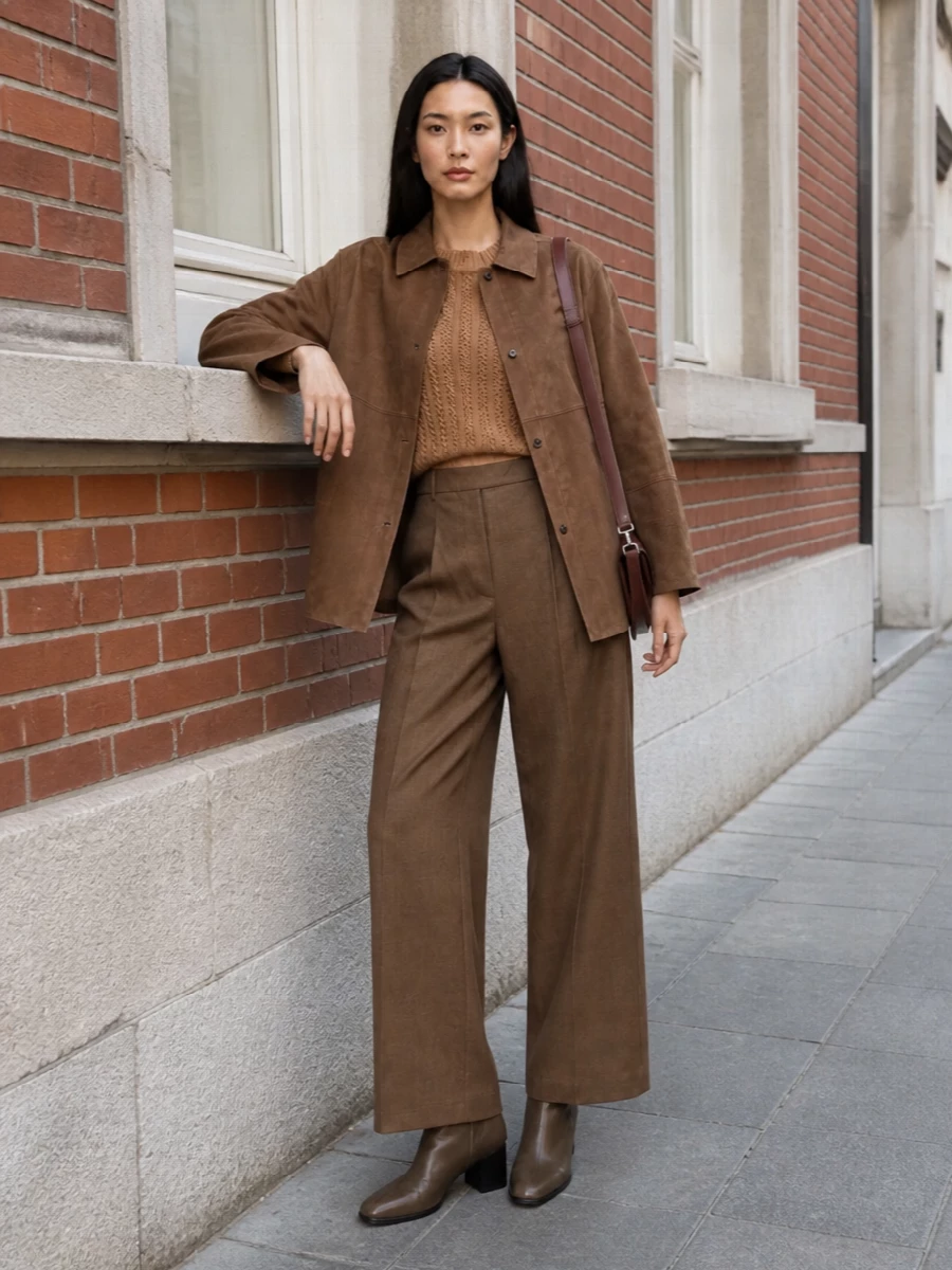 Max mara camel coat wide leg trousers outfit