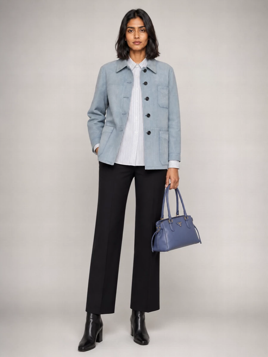 Prada Lamb Leather Single-Breasted Coat