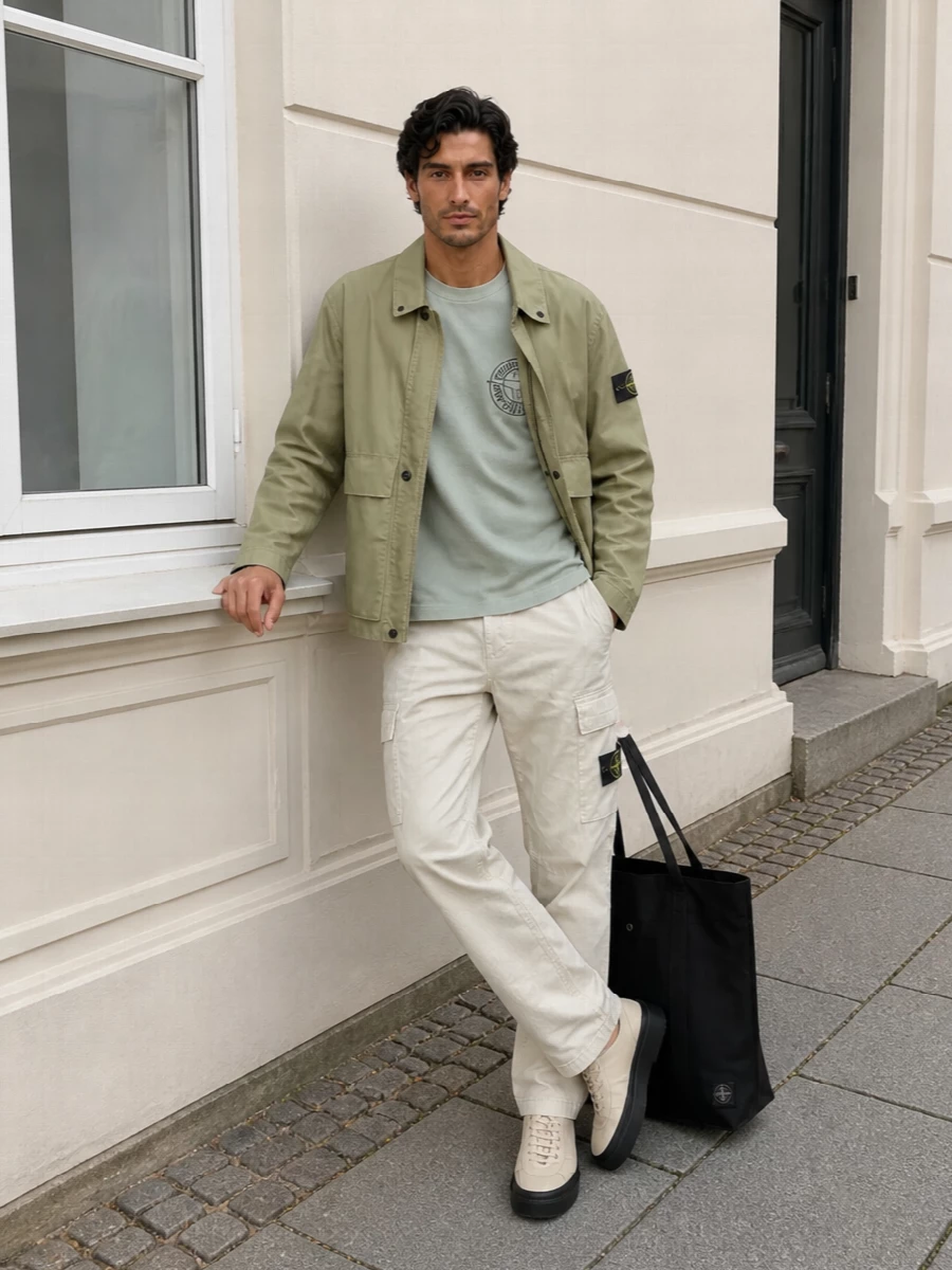 Stone island sage jacket cargo pants outfit