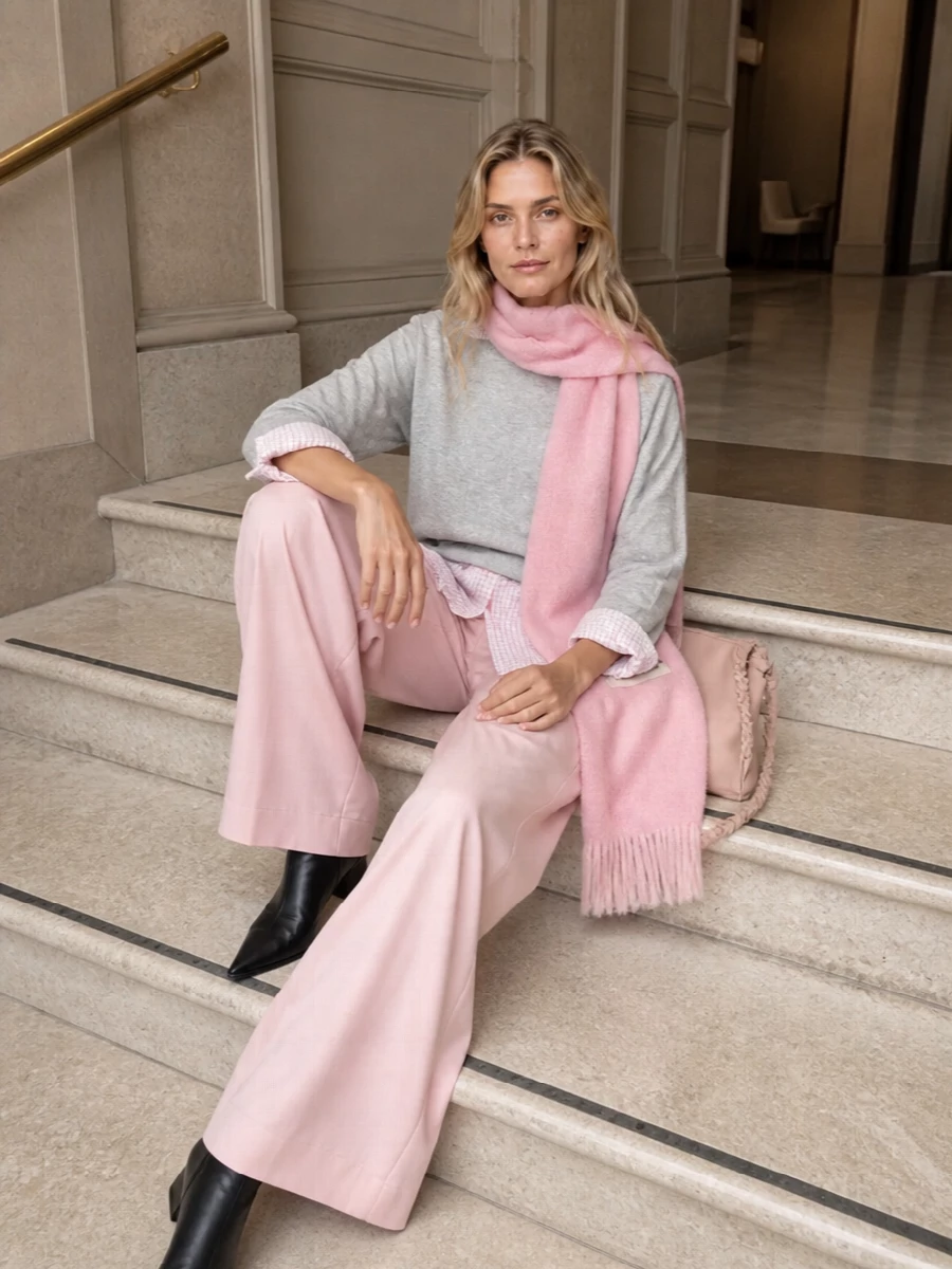 Dries van noten asymmetric top blush wide leg