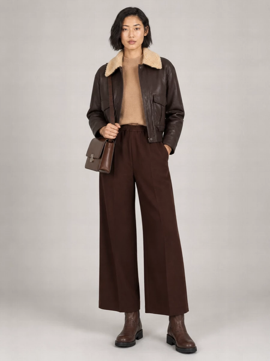 Weekend Max Mara Leather Fur Collar Coat