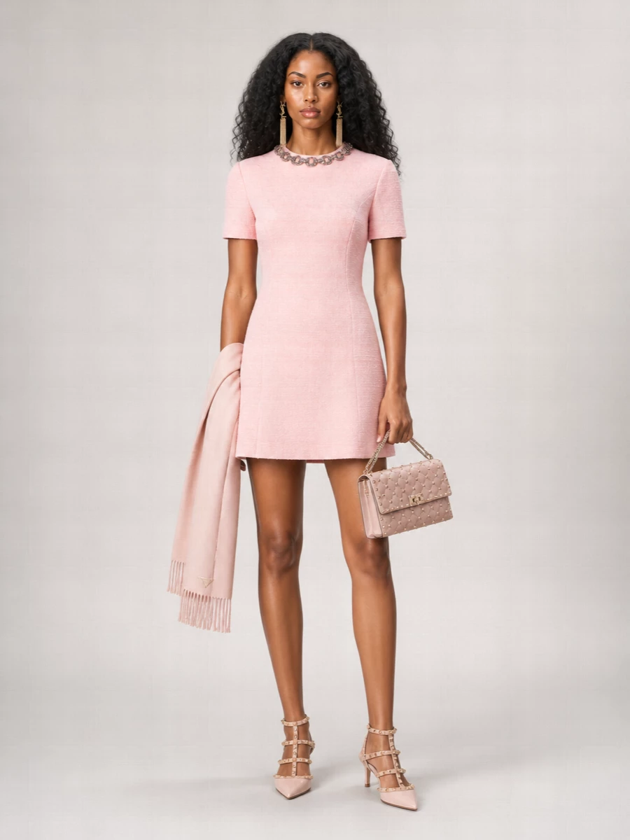 Valentino Cotton Tweed Mini Dress