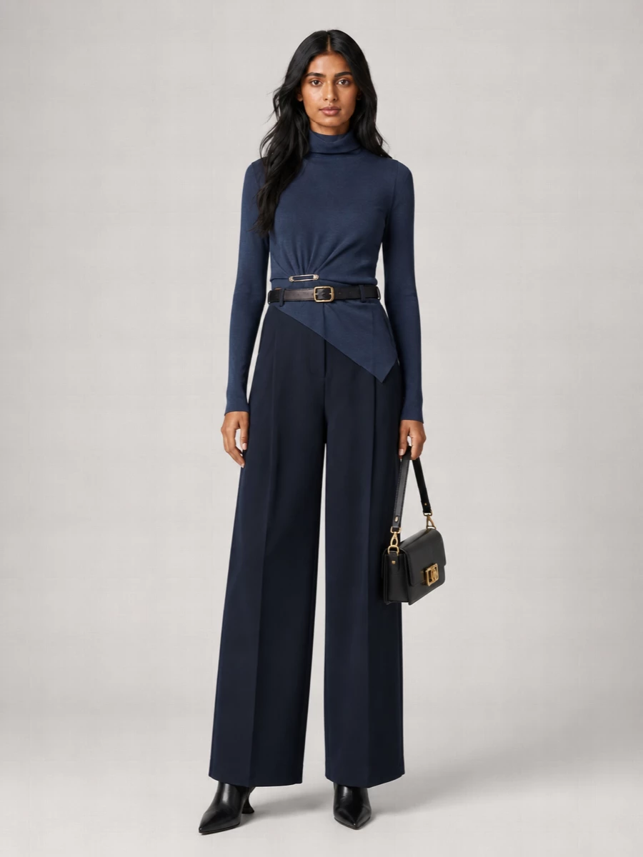 Lanvin Cotton Pleated Wide-Leg Trousers
