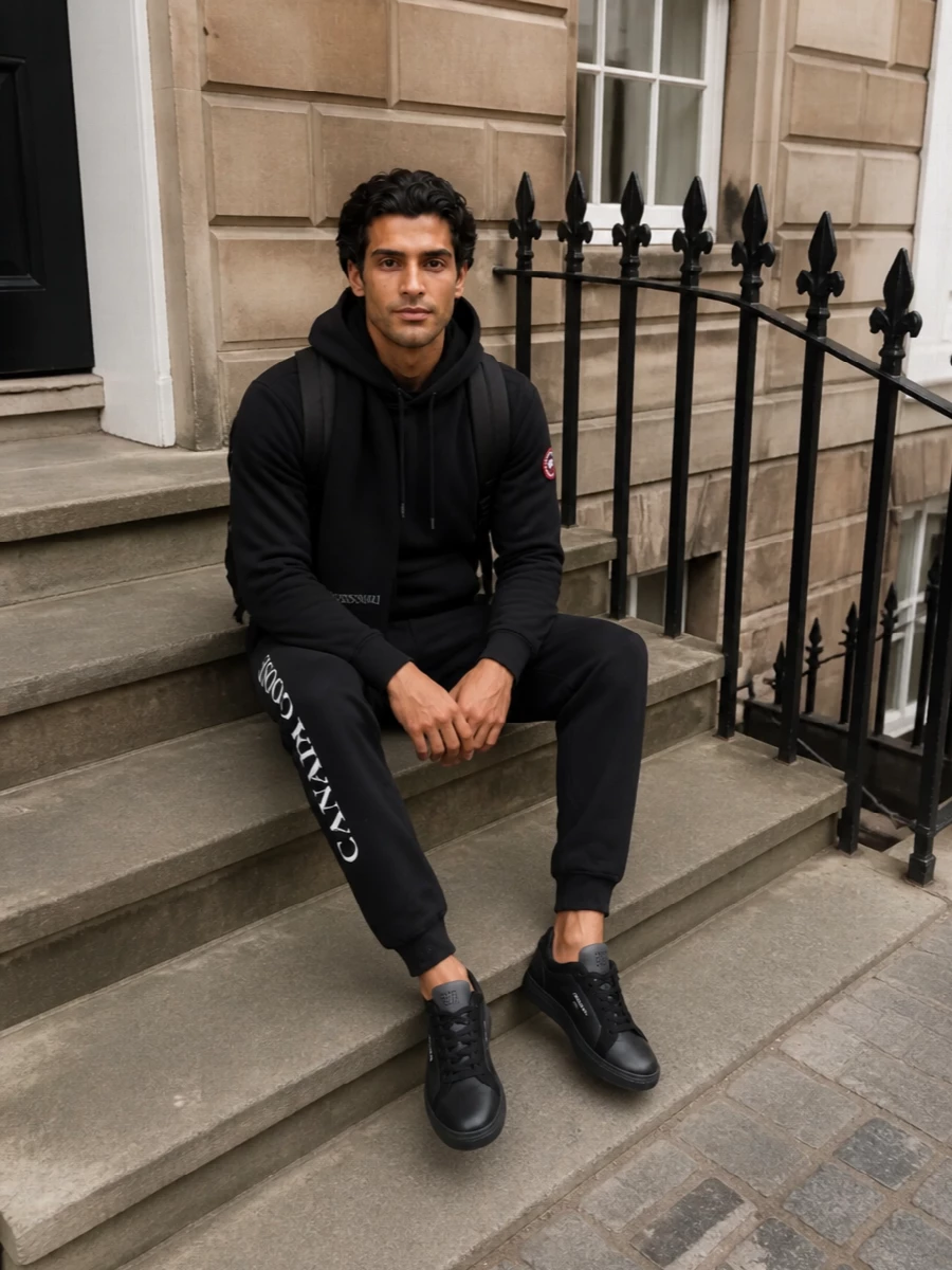 Canada goose hoodie black track pants sneakers