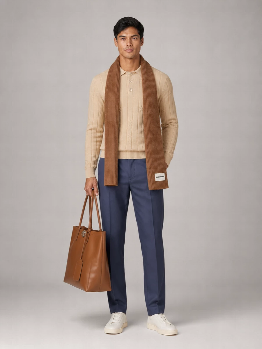 Zanone Wool Braided Pattern Polo Shirt