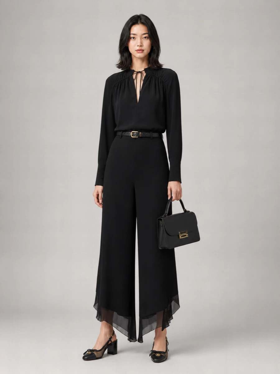 Victoria Beckham Silk Gathered Tie Blouse