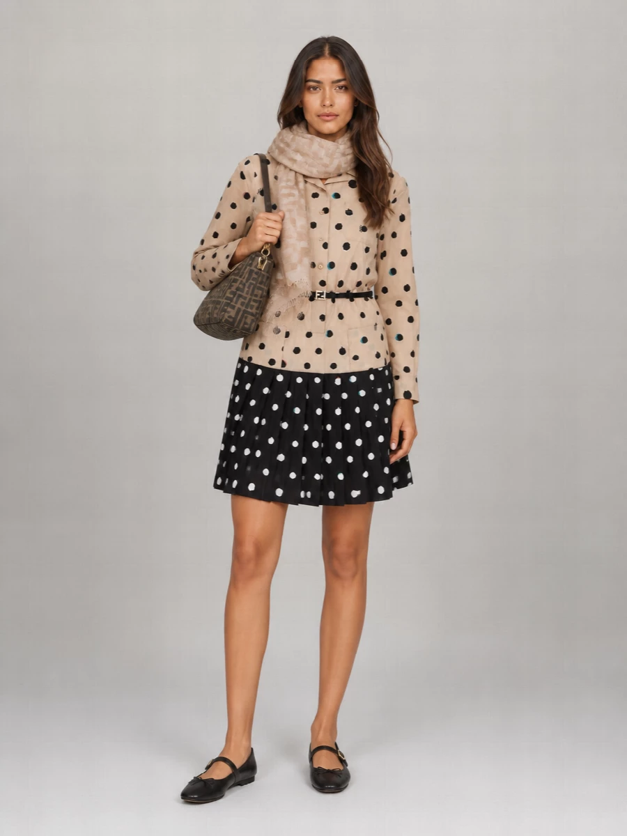 Fendi Silk Printed Knee-Length Dress