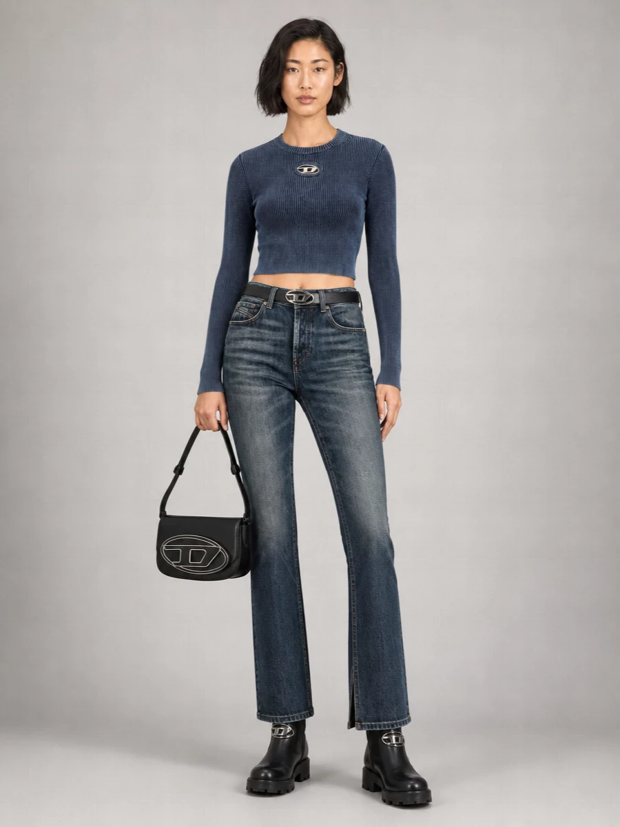 Diesel denim mid-rise straight-leg jeans