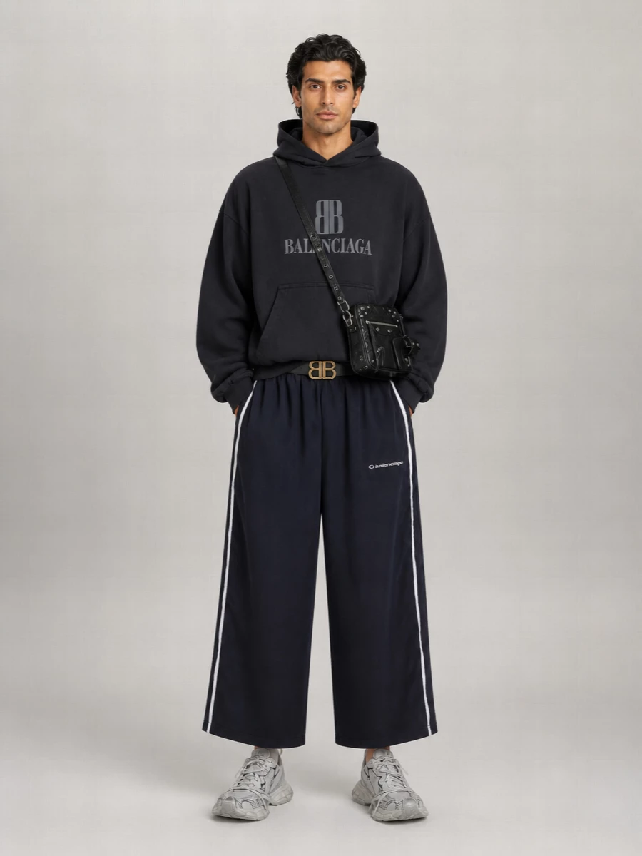Balenciaga Polyester Wide-Leg Track Pants